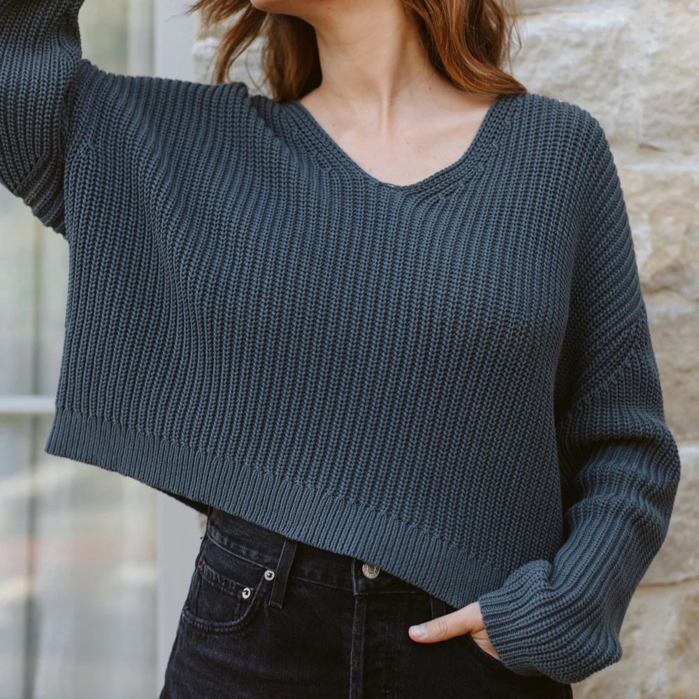 Cropped Cotton Cabin Sweater